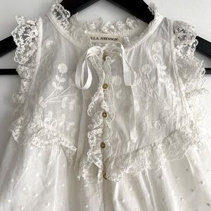 Ulla Johnson white eyelet detail top